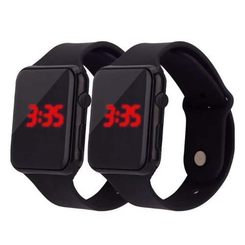 2 In 1 Couple Silicone Electronic Wristwatch