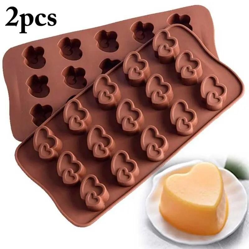 2pcs Silicone Heart Mold Cake Decoration Form Heart Silicone Molds For Soap Candy Chocolate Jello Biscuit Pastry Bake Tool