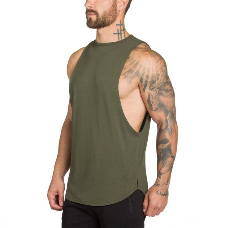 Gyms Clothing Bodybuilding Tank Top Men Fitness Singlet Sleeveless Shirt Cotton Muscle Guys Brand Undershirt For Boy Vest(# Green) SHA