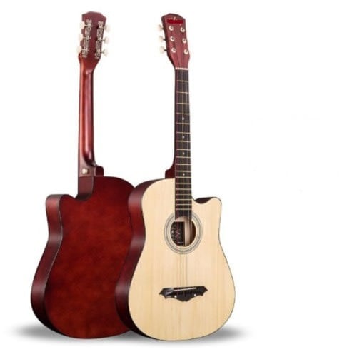 Natural 38" Acoustic Guitar With Bag And Strap