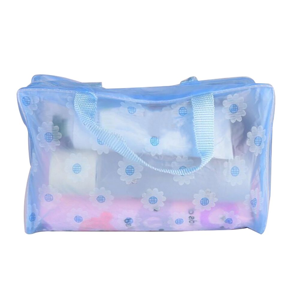 Portable Flower Waterproof Travel Cosmetic Toiletry Storage Pouch Makeup Bag-Blue