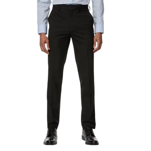 Men Flat Front Stretch Black Trousers