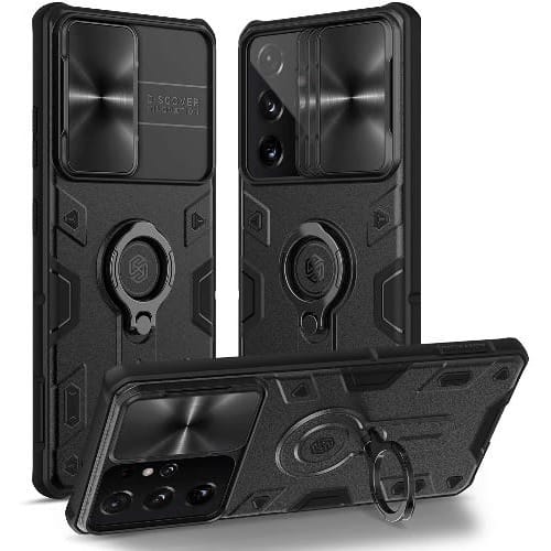 Nillkin Rugged Case With Camera Protection Cover + Kickstand Ring For S22 Ultra