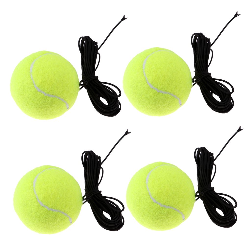4x Elastic Tennis Exercise Balls Outdoor Practice Self-Study Training