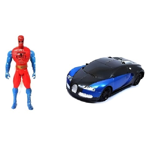 Spider Man Super Hero Toy +  Blue Battery Powered Siren Toy Car