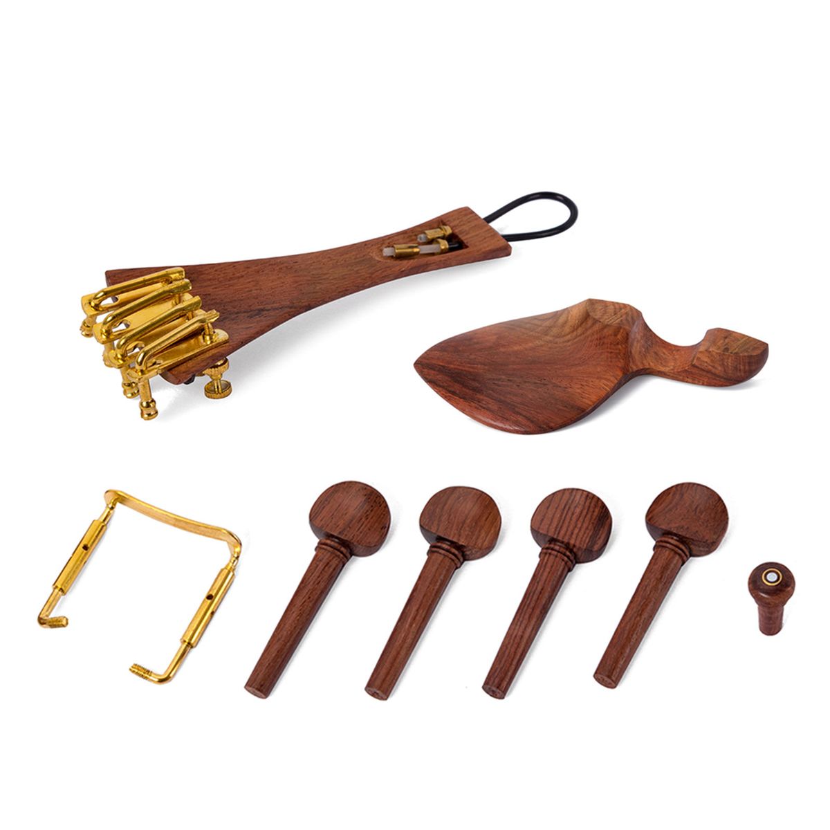 Red Solid Wood Violin Parts Set Pegs Fine Tuners Tailpiece