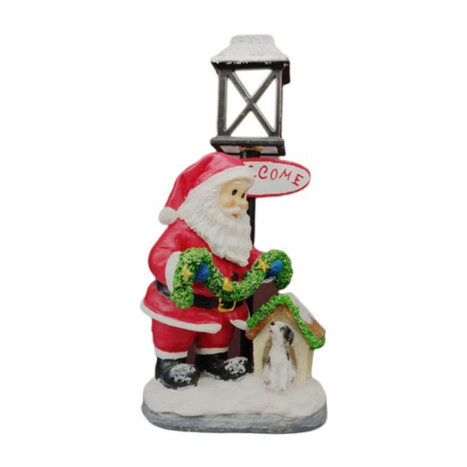 Cute Resin Santa Claus Lights Garden Statues Decor Deck Porch A