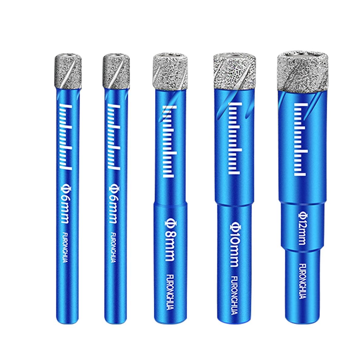 Dry Diamond Drill Bits Set 5PCS with 1/4 5/16 3/8 1/2 Inch for Granite Ceramic Marble Tile Stone Glass Diamond Coating