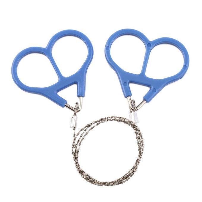 Protable Steel   Wire Outdoor  Amping Hunting Travel Emergen Y Survive Tool-Silver &blue