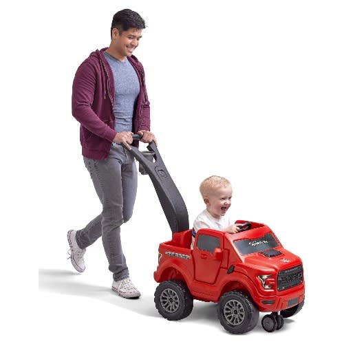2-in-1 Red Ford Svt Raptor Push Car And Ride On Toy For Toddlers