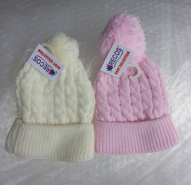 New Born 2 In 1 Baby Cap  - Pink & White