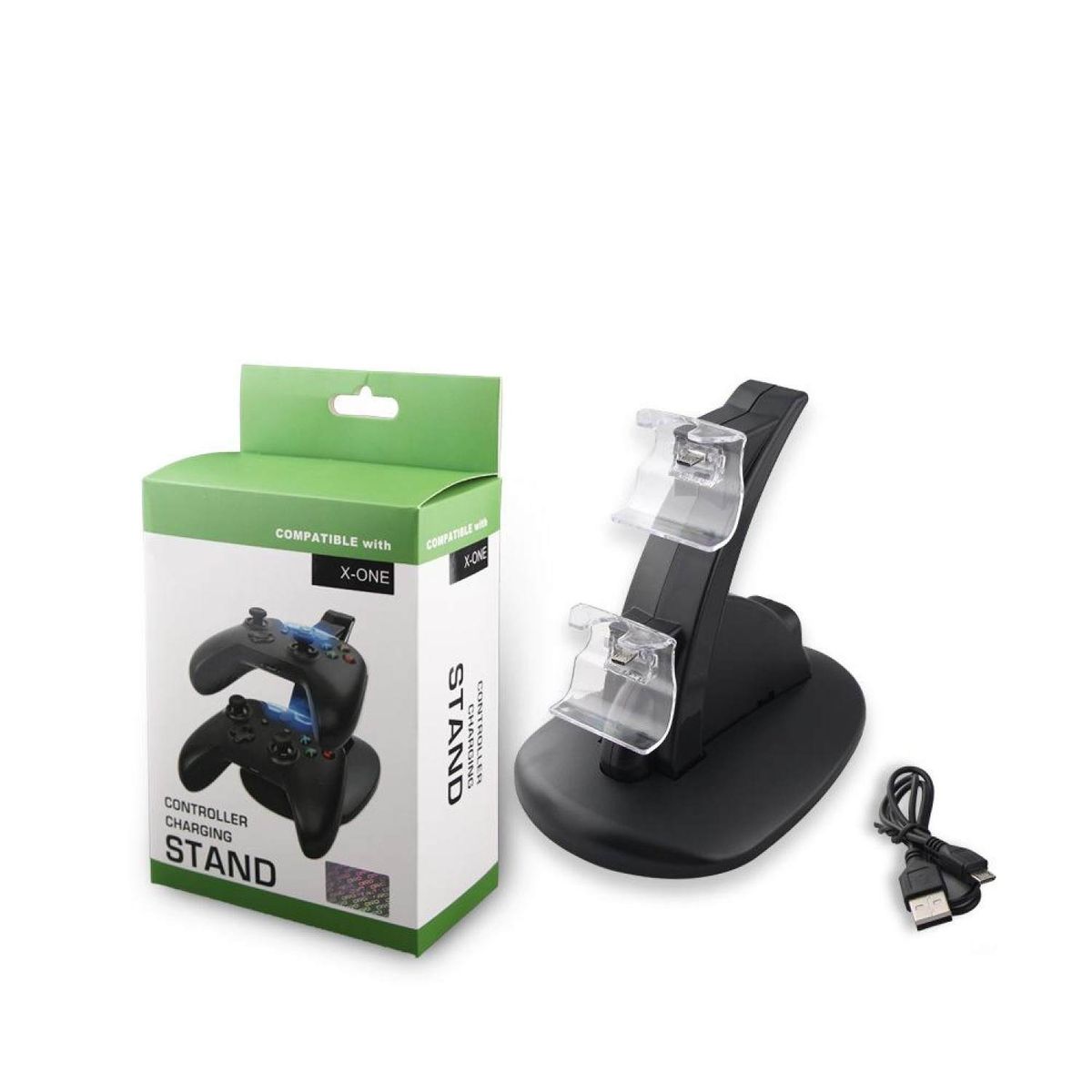 IV-X1002 Black Dual Charging Dock, Dual Controller Charger Kit With LED Light For Xbox One/Xbox One S Controllers BDZ