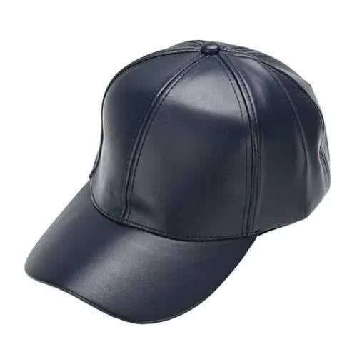 Leather Face Cap - Black