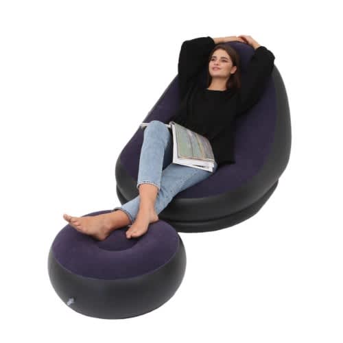 Lovely Inflatable Chair With Foot Rest - Manual Pump