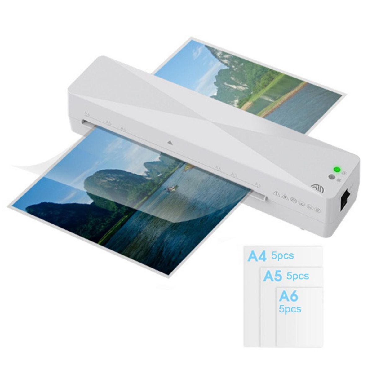 A4 Hot Press Automatic Plastic Sealing Machine Household Laminator with 15PCS Plastic Film US Plug