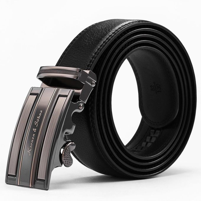 Automati    Bu Kle Soft Leather Belts For Men Male  Asual Waist Bands-black-16