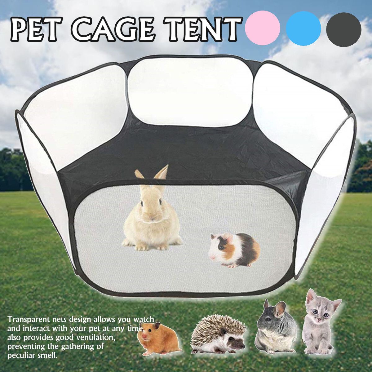 Foldable Portable Pet Playpen Open Indoor Outdoor Small Animal Cage Tent Fence