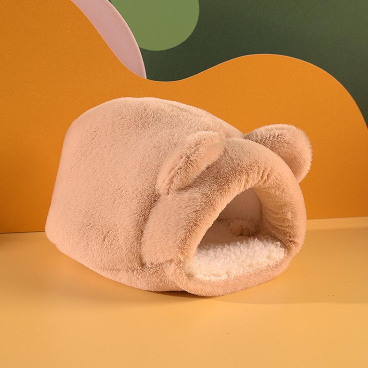 Small Pet Bed Rabbit Shape Hamster Den Brown