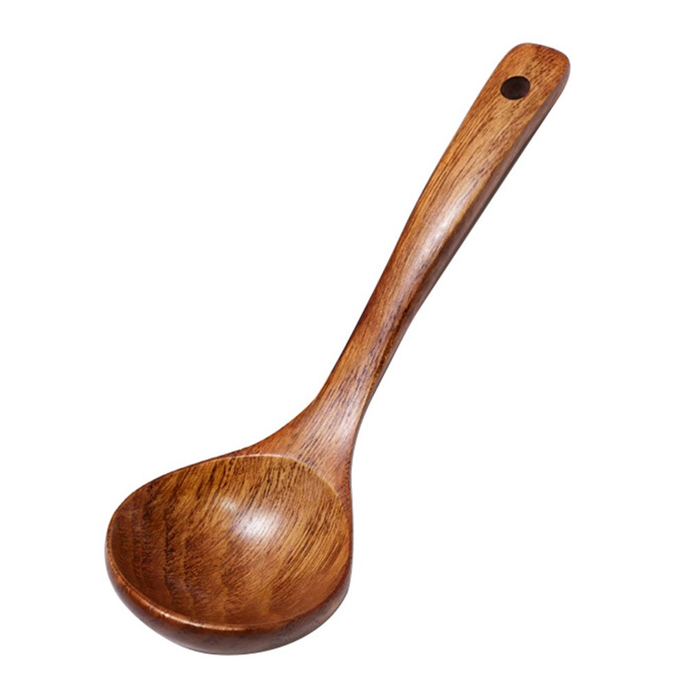 Kitchen Long Handle Wooden Dessert Rice Soup Spoon Teaspoon-