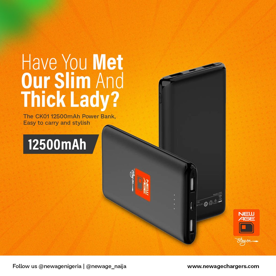 Newage FAST CHARGE Power Bank 12500MAH Capacity - Black