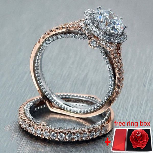 Diamond Engagement Ring/Wedding Ring Set For Women+ring Box