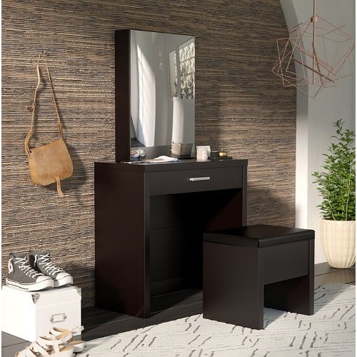 Vanity Set With Mirror-Brown