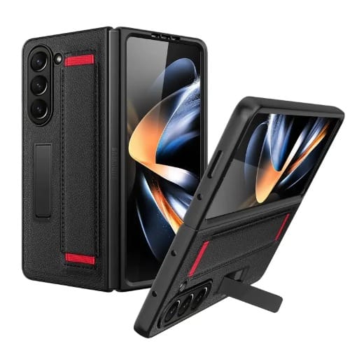 Leather Leather Case Glass Protection And Kickstand For Samsung Galaxy Zfold5