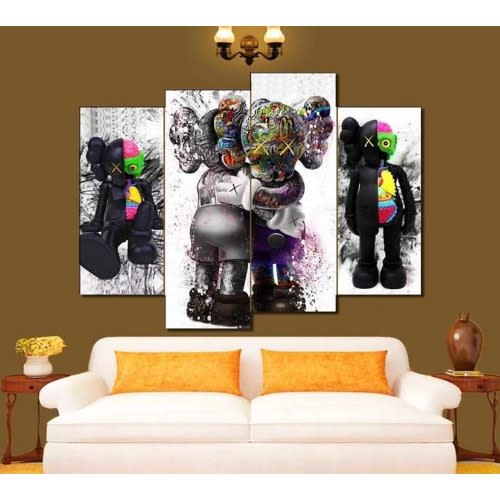 Kaws Canvas Artwork -4Panels