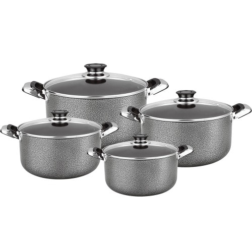 8pc Aluminium Non Stick Casserole Saucepot Set With Stone