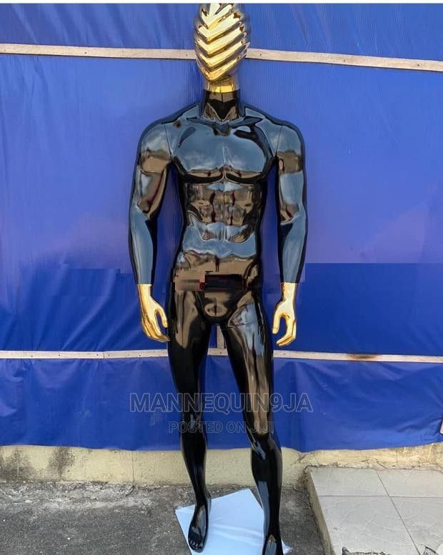 Fiber Glittering Black And Gold Male Mannequin