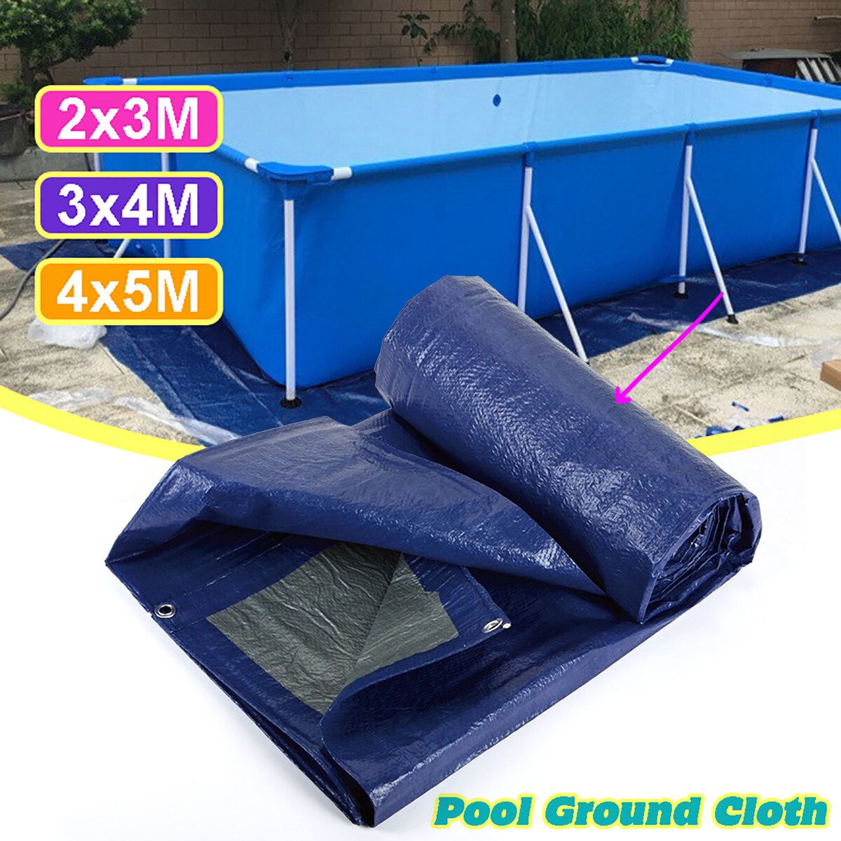Large Size Swimming Pool Square Ground Cloth Lip Cover Dustproof Floor Cloth Mat 4x5M