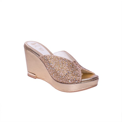 Stefenia Pellicci Gold Wedge Slippers