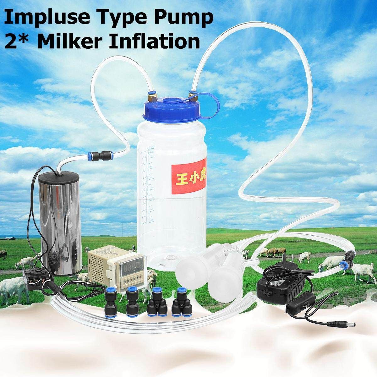 2 L Electric Barrel Goat Sheep Cow Milking Machine Milker Bucket Farm Vacuum Pump EU/AU Plug Australian Regulations