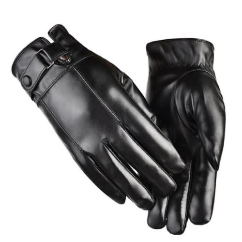 Polished Leather Gloves - Black