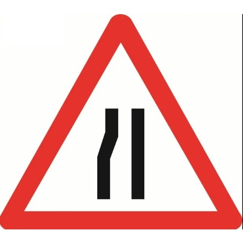 Narrow Road Ahead Aluminum Reflective Safety Sign - Type 2