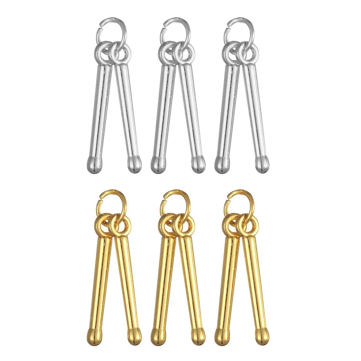 3 Pieces Drum Stick Pendant Drummer Accessories Drum Gifts Argent