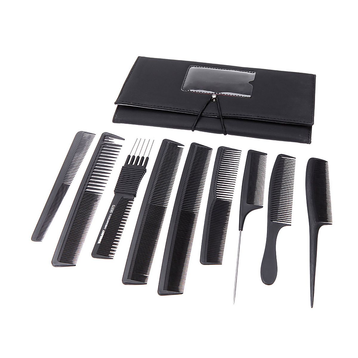 9pcs Black Pro Salon Hair Comb Set Plastic Barbers Cutting