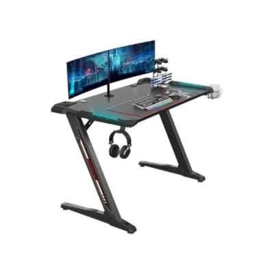 Modern Z Shaped Rgb Led Lights Computer Desk - 1.2m - Black