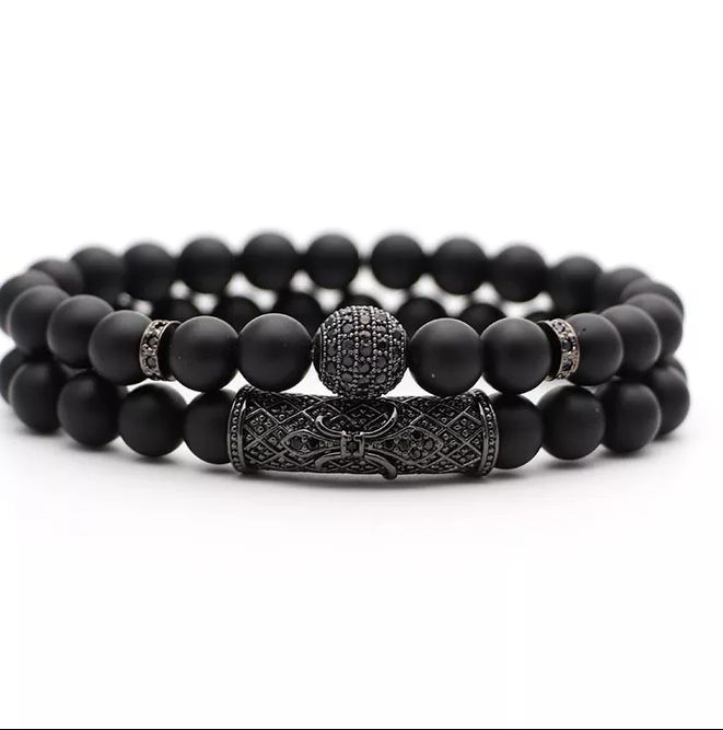 Classy Black Matts Beads Bracelet