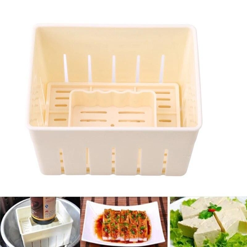 New Homemade Tofu Mold Soybean Curd Tofu Making Mold With Cheese Cloth DIY Plastic Tofu Press Mould Kitchen Cooking Tool Set