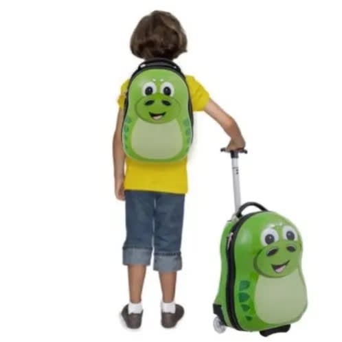 Kid's Frog Travel Trolley Luggage Suitcase & Backpack - 2 Piece Set - 13" 16" - Green