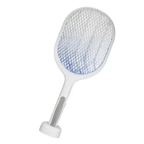 Dp Rechargeable Dual Use Electric Mosquito Bat Swatter With Stand - 3000v