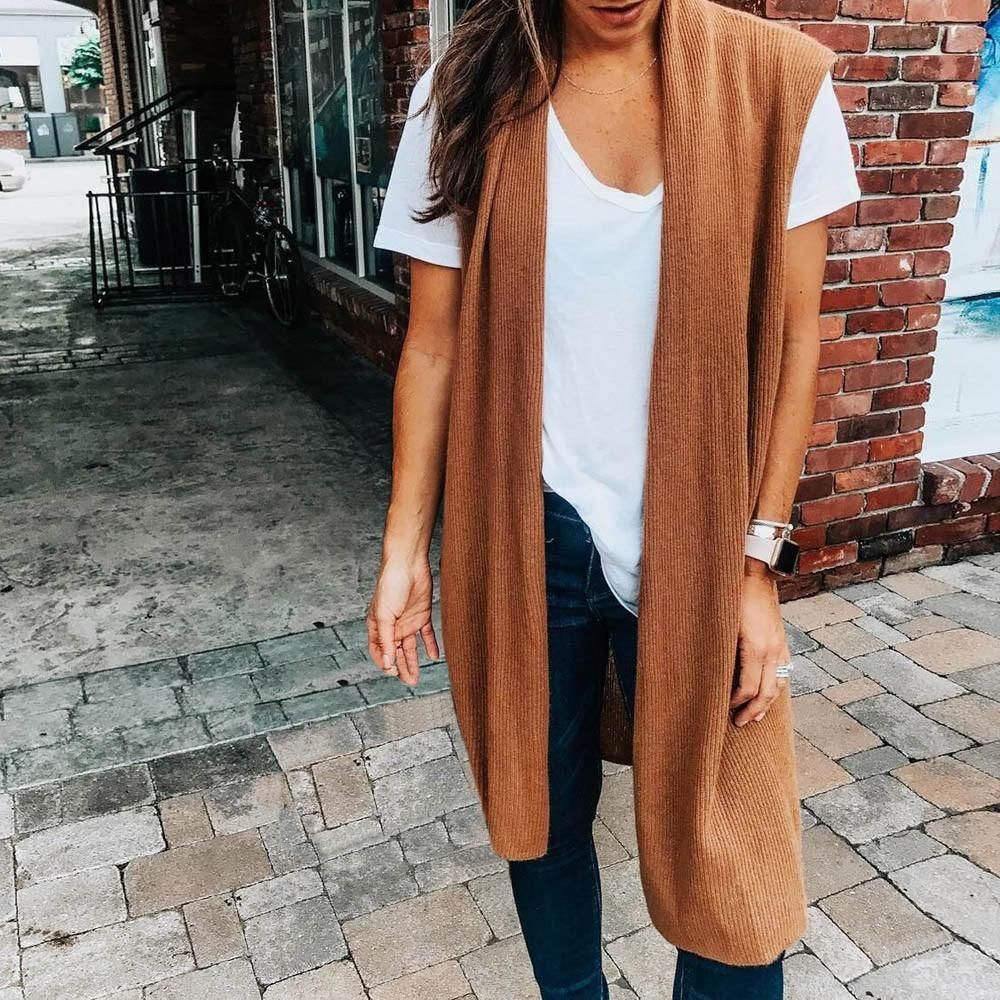 Sleeping jacket long vest for women, kimono cardigan with open front pocket, informal, light, elegant, bar, autumn