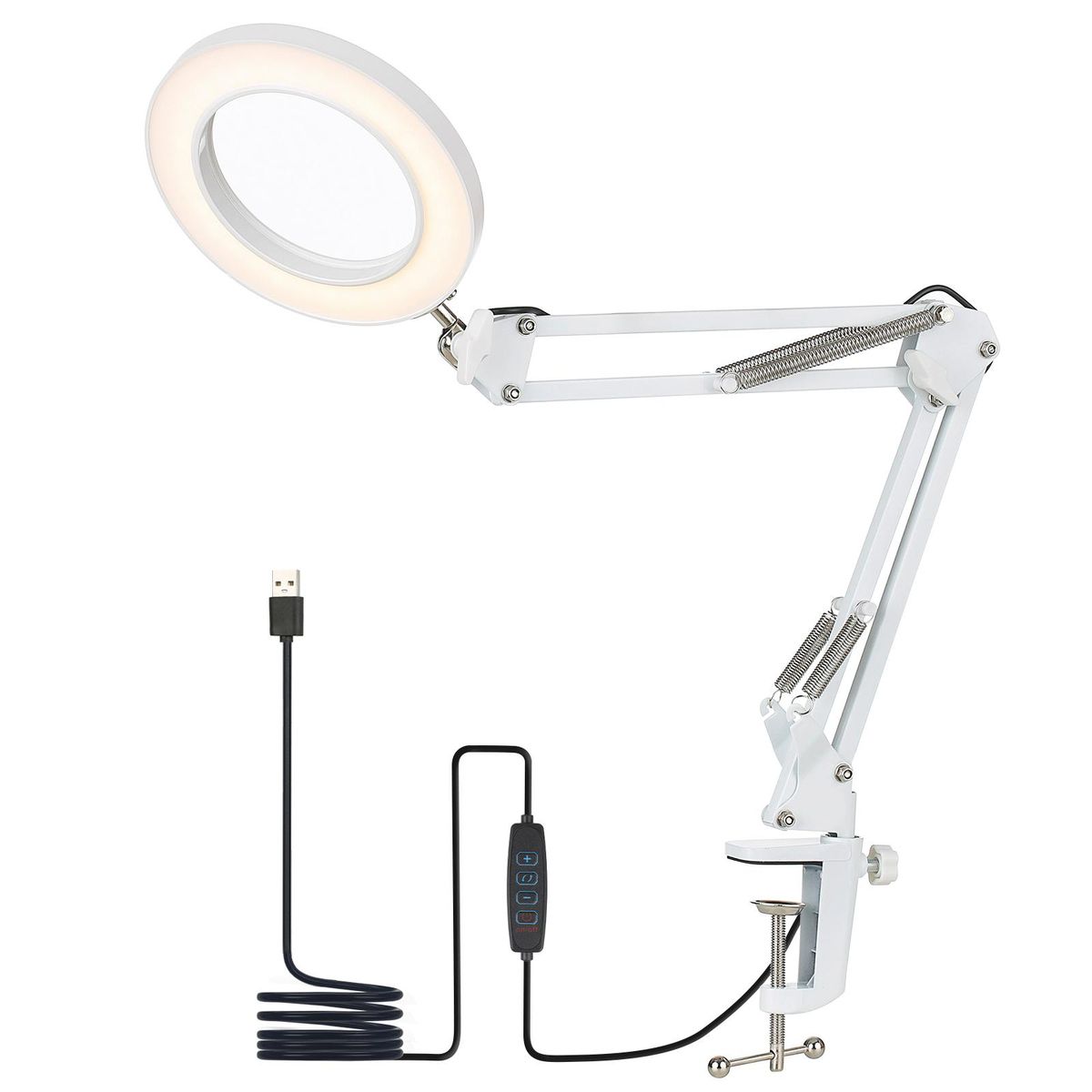 Tomshine Flexible Clamp-on Table Lamp Swing Arm Dimmable LEDs Desk Light 3 Color Modes & 10 Brightness Levels Reading Working Studying Light
