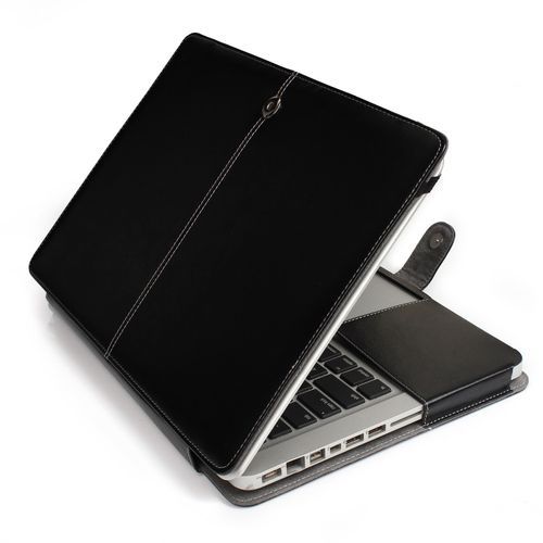 15" Pro With CD-ROM Case, One-piece Design Soft PU Leather Cover For 2008-2012 Macbook Pro 15.4 Inch, Black