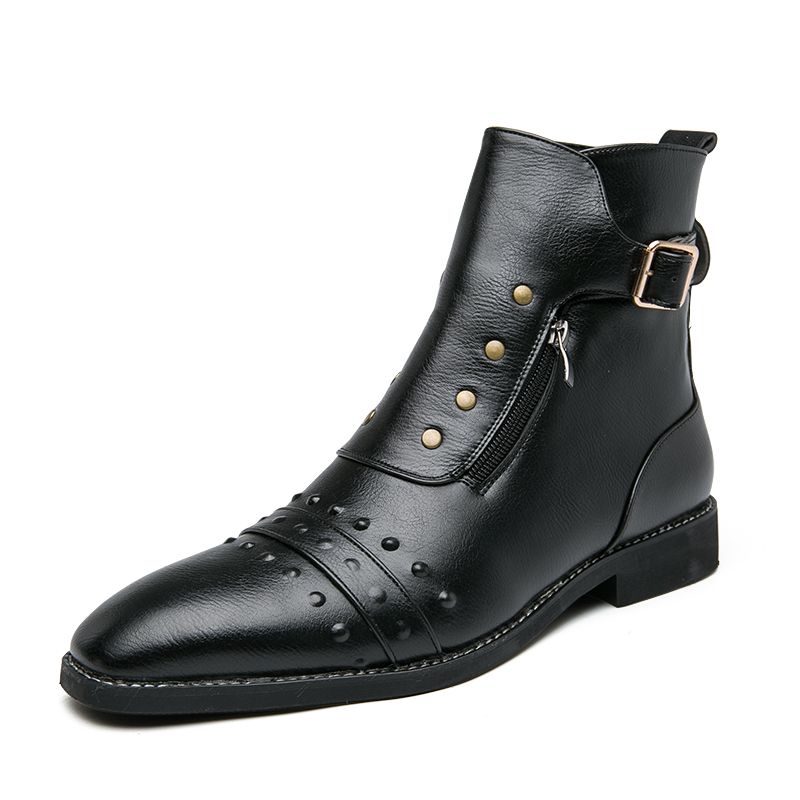 Men Oxford Boots Formal Leather Business Shoes Dress Black