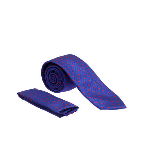 Tie & Pocket Square - Deep Blue & Red