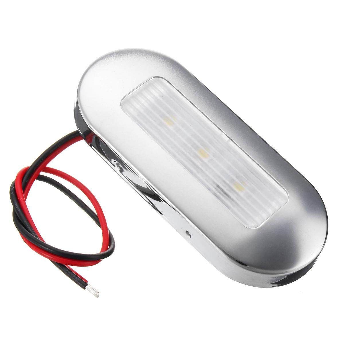 Marine Boat 3 LED Oblong Oval Surface Mount Courtesy Accent Light F67 316 Lid Warm White Warm White Light