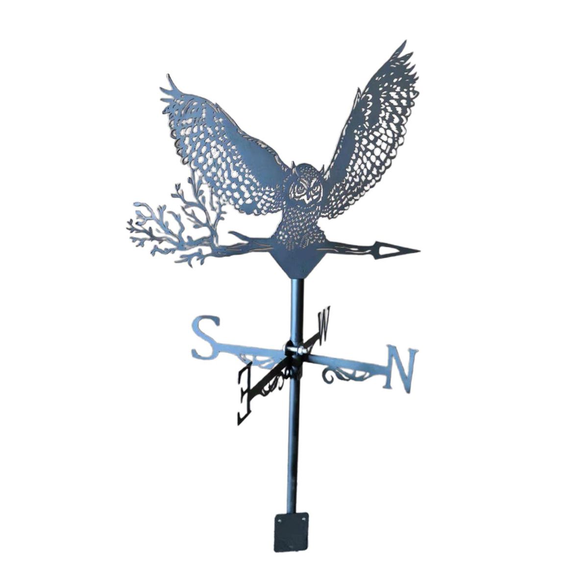 Retro Iron Weathervane Weather Vane Wind Direction Leaf Black