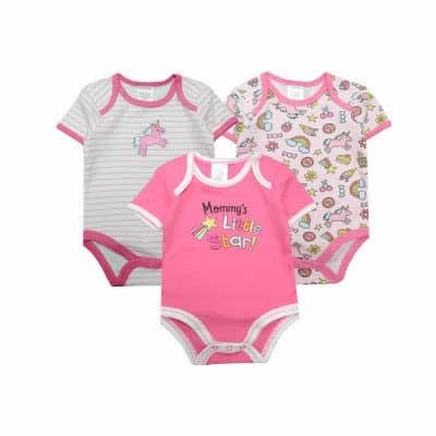 Baby Girl's 3pcs Mommy's Little Star Body Suit